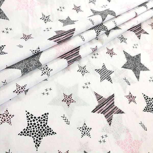 Tecido Varias Estrelas Rosa