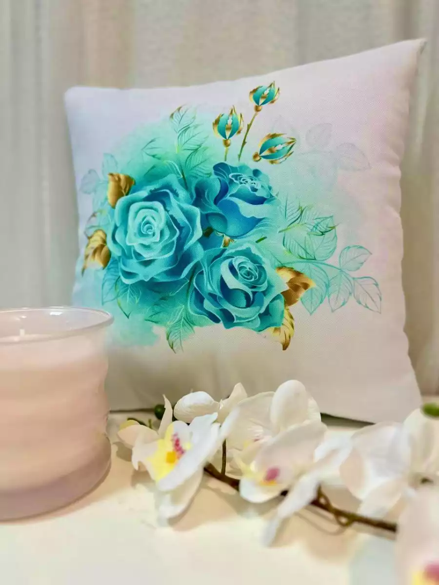 Almofada Flores Turquesa