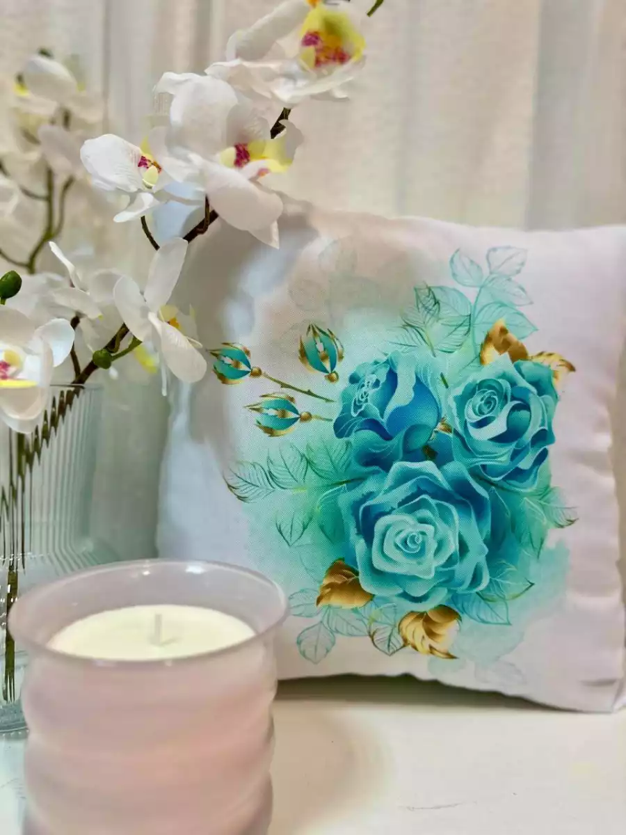 Almofada Flores Turquesa
