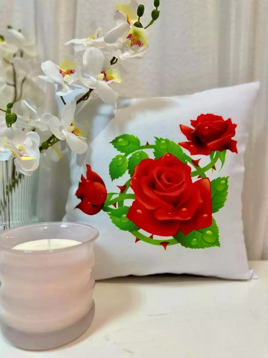 Almofada Flores Rosas Vermelhas