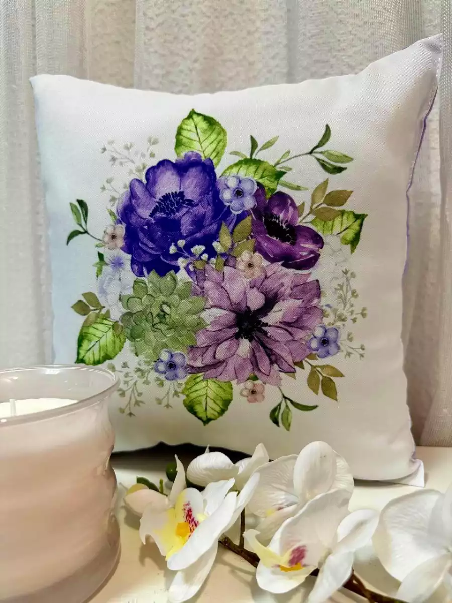 Almofada Flores Roxas