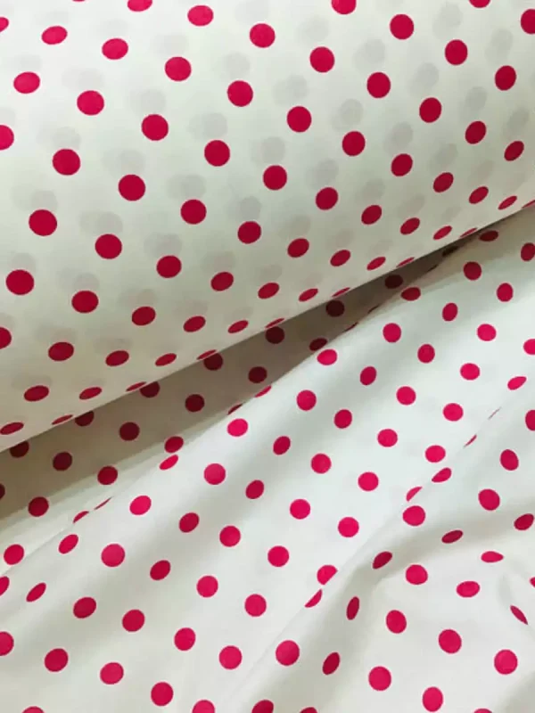Tecido Branco Bolinhas Vermelhas