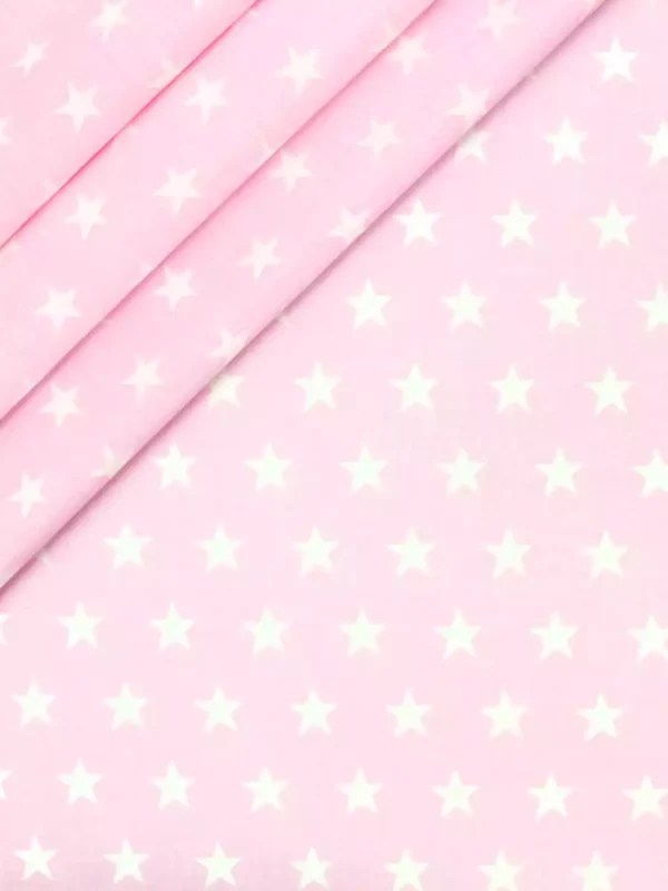 Tecido Rosa estrelas Brancas
