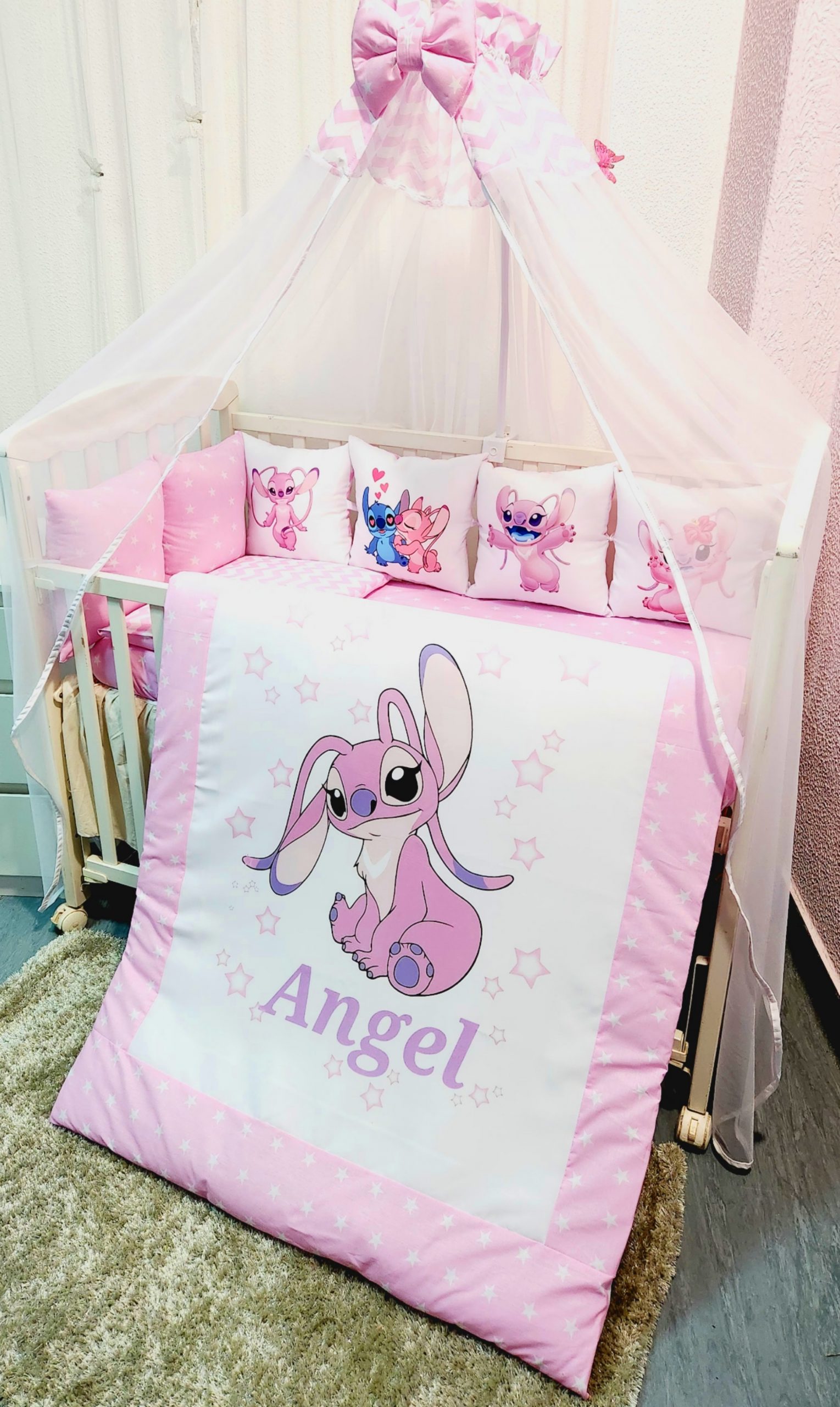 Conjunto 8 peças «Angel estrelas rosas»