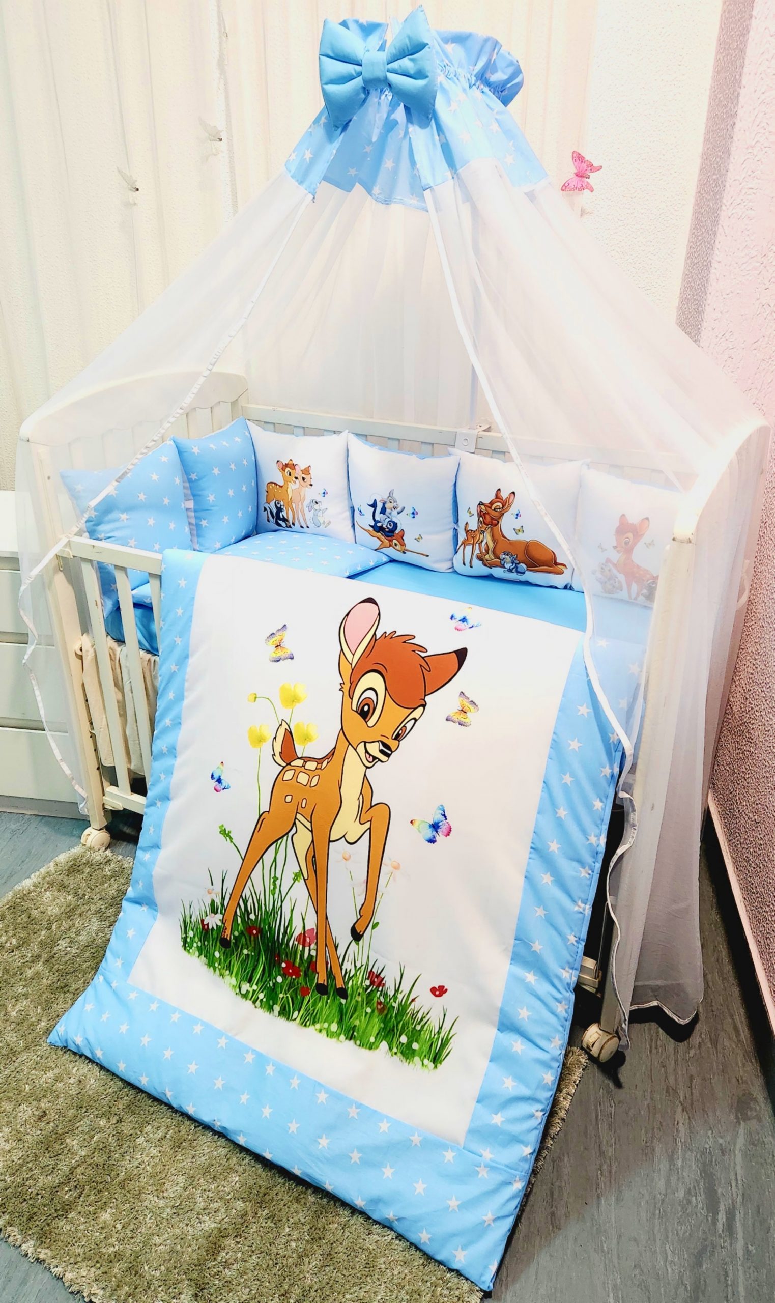 Conjunto 8 peças «Bambi estrelas azuis»