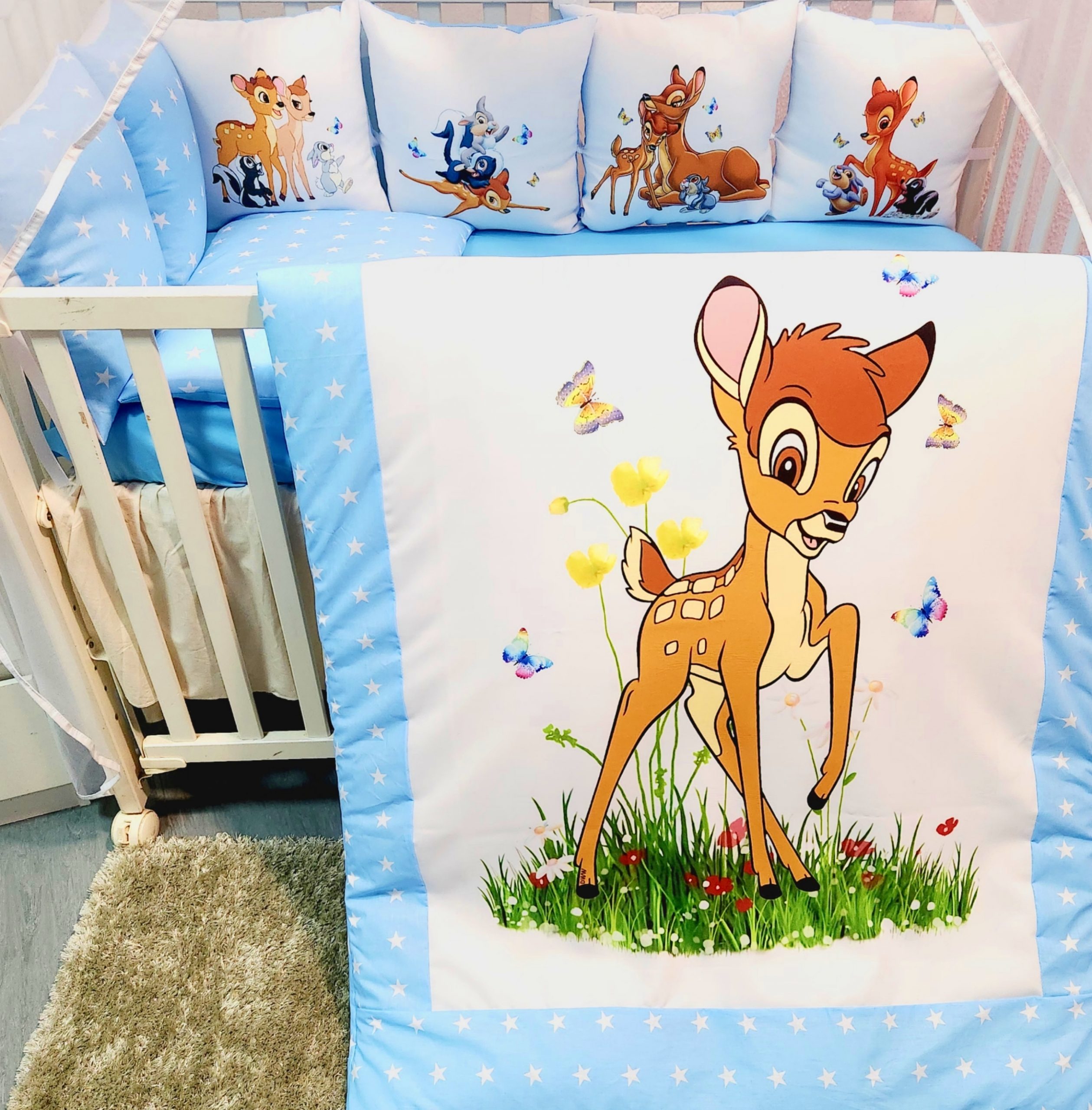 Conjunto 8 peças «Bambi estrelas azuis»