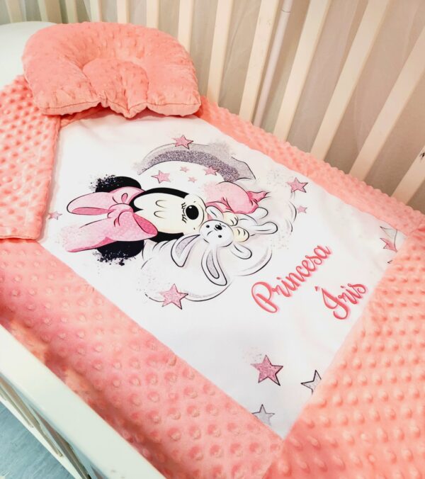 Conjunto Manta Minky + Almofada ortopédica Minnie rosa