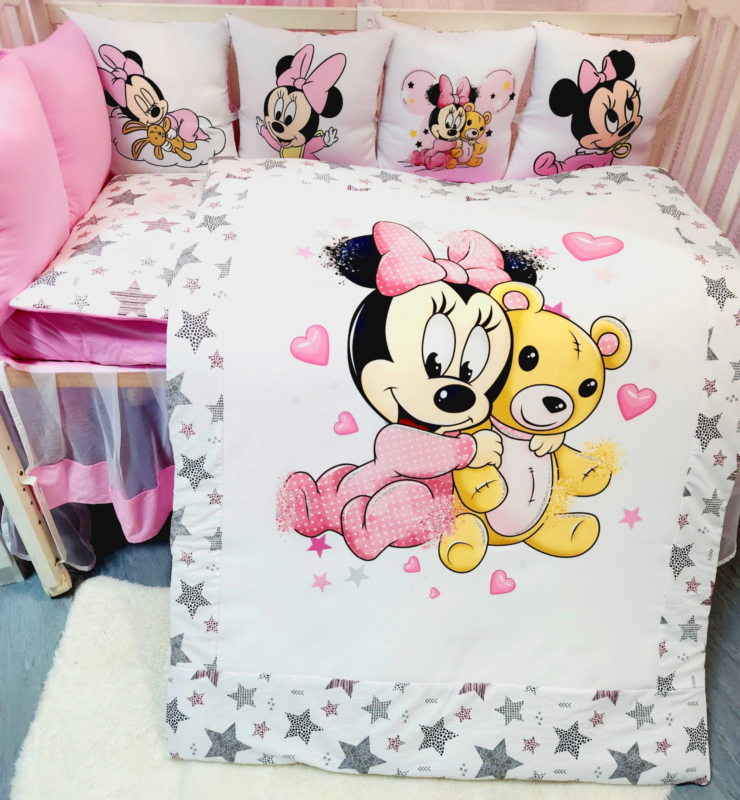Conjunto 8 peças «Minnie com estrelas rosas»