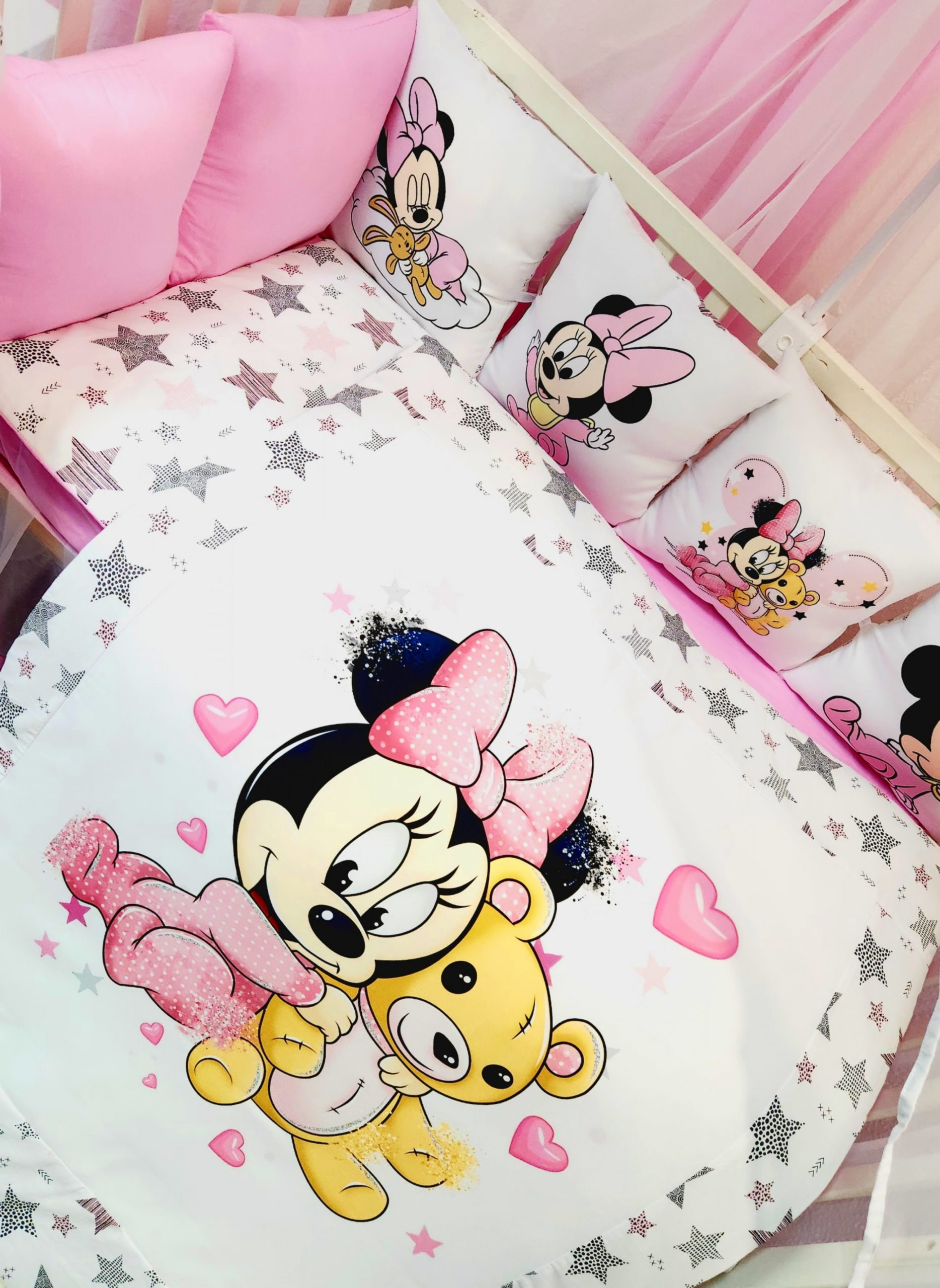 Conjunto 8 peças «Minnie com estrelas rosas»