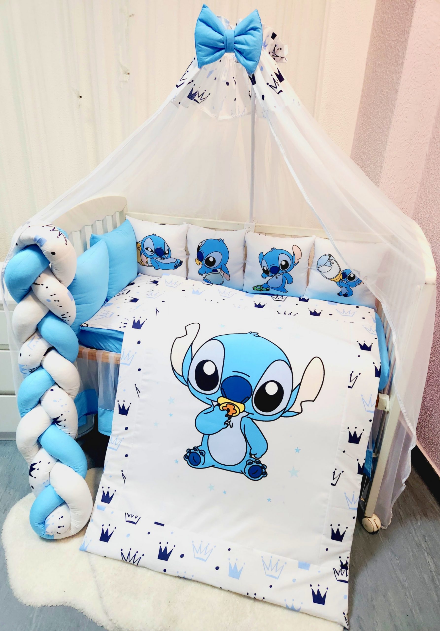 Conjunto 8 peças «Stitch bebe Coroas azuis»