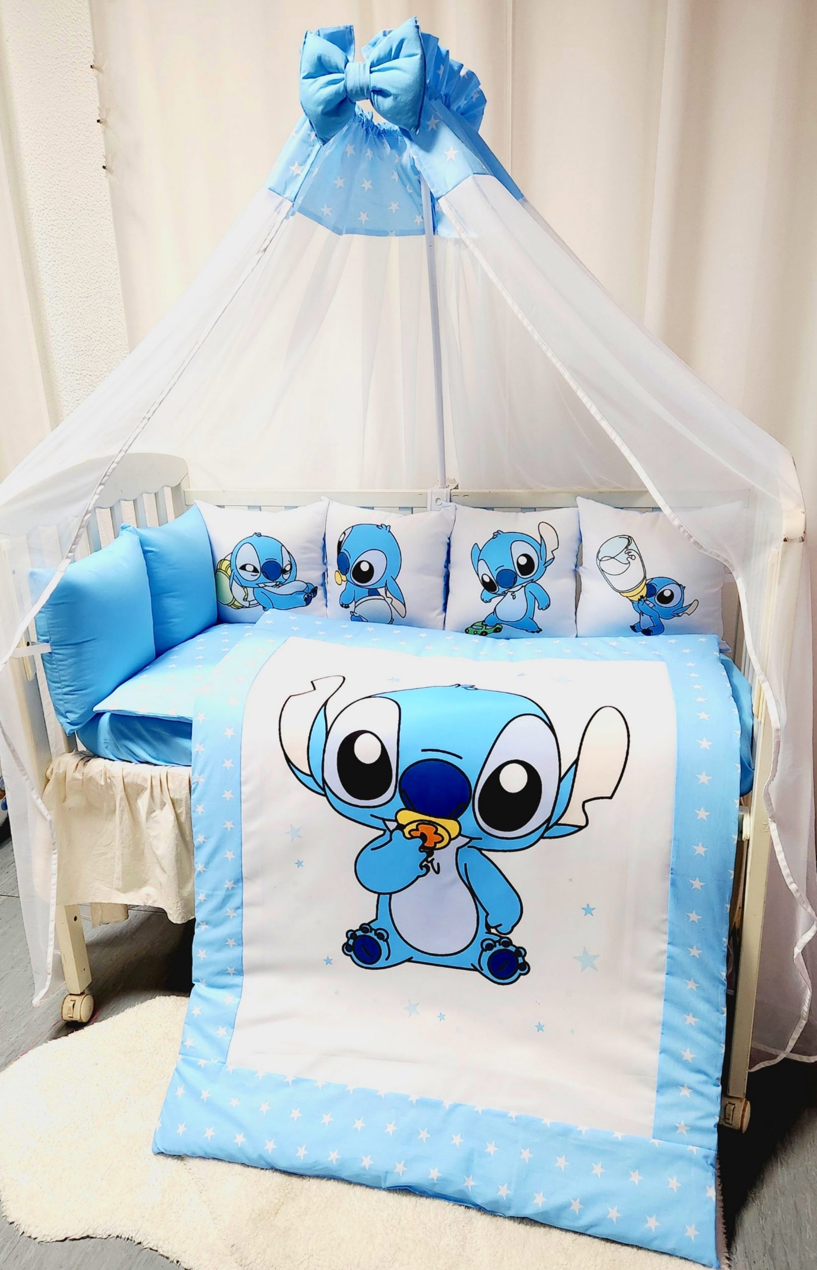 Conjunto 8 peças «Stitch bebe azul com estrelas»