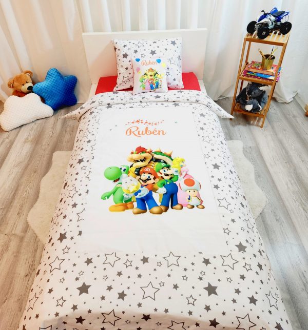 Conjunto para cama solteiro 90×200cm «Super Mario»