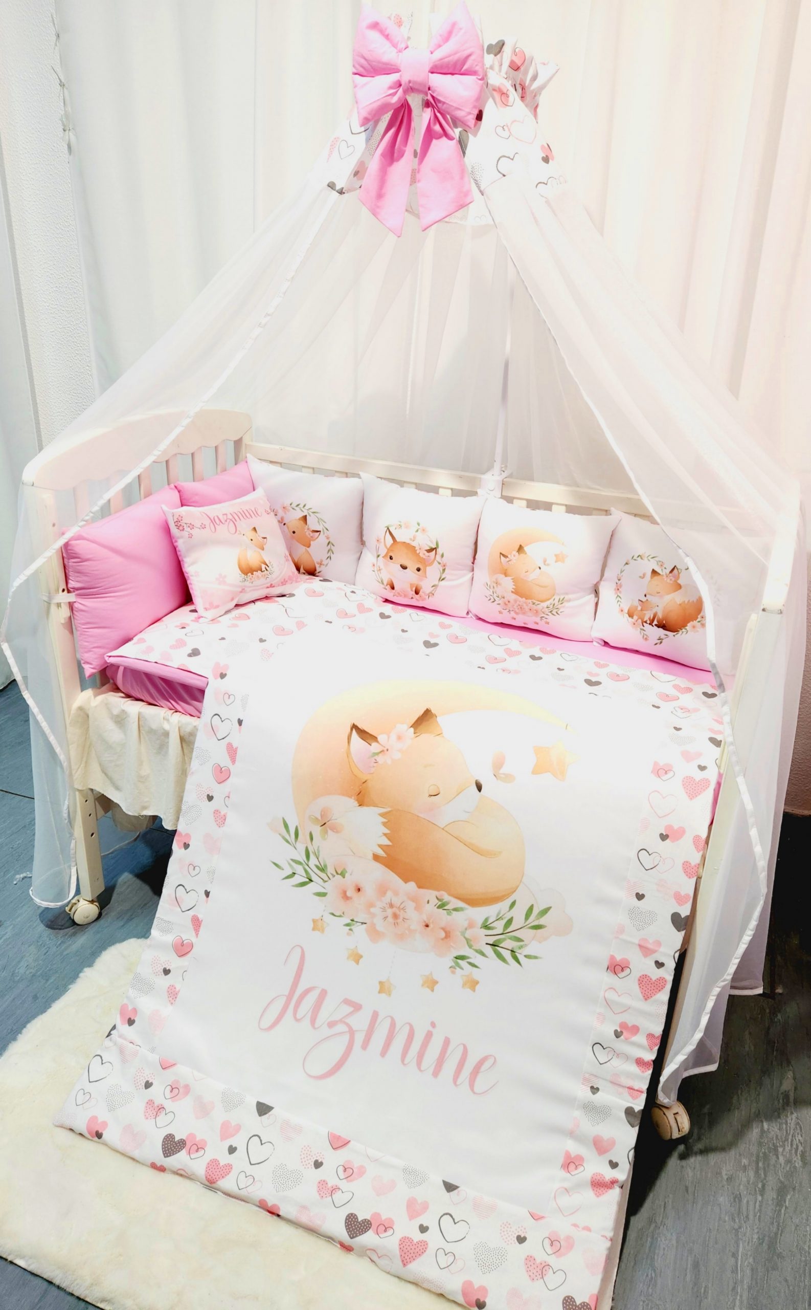 Conjunto 8 peças «Rapozinha rosa»