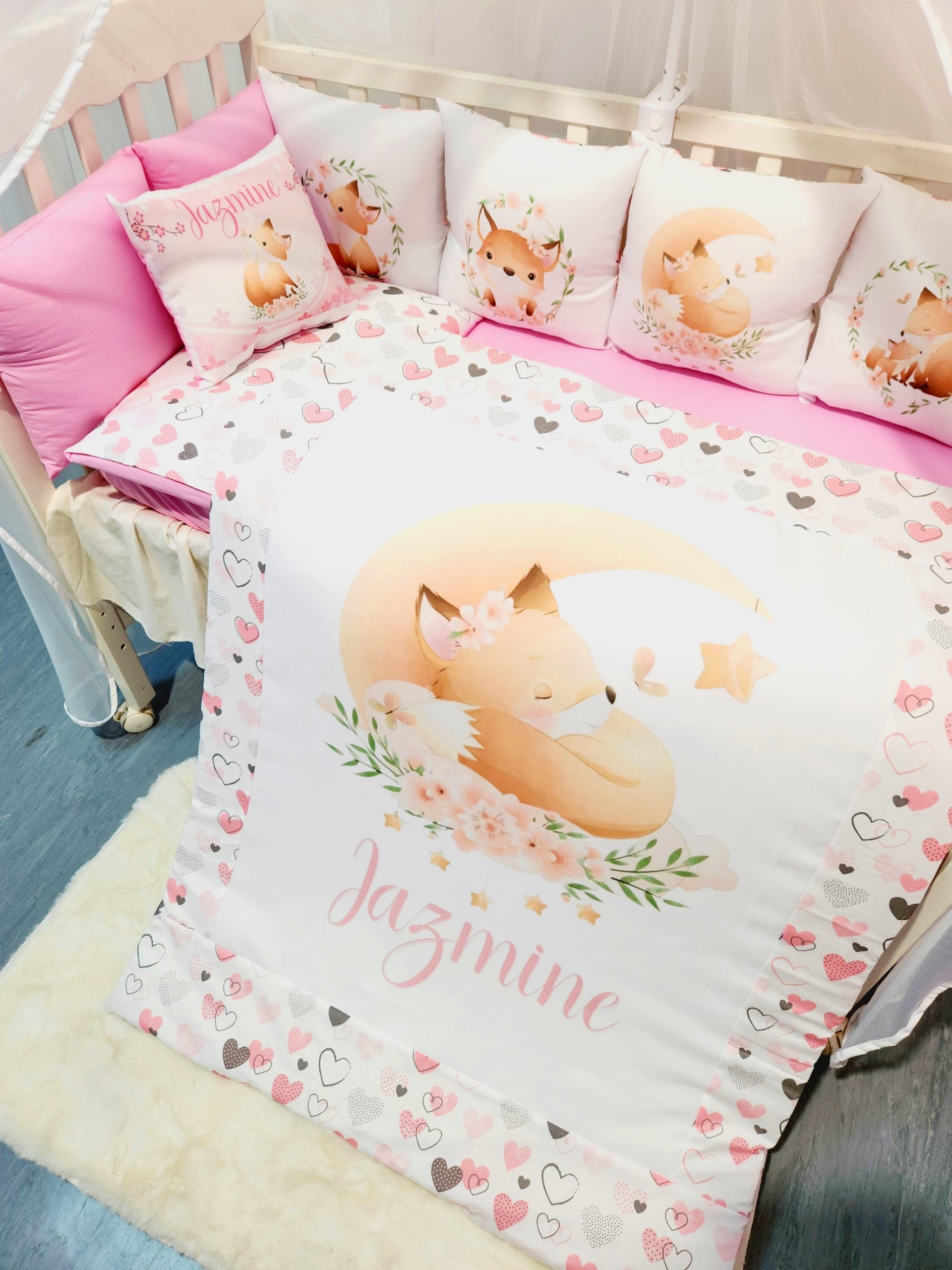 Conjunto 8 peças «Rapozinha rosa»