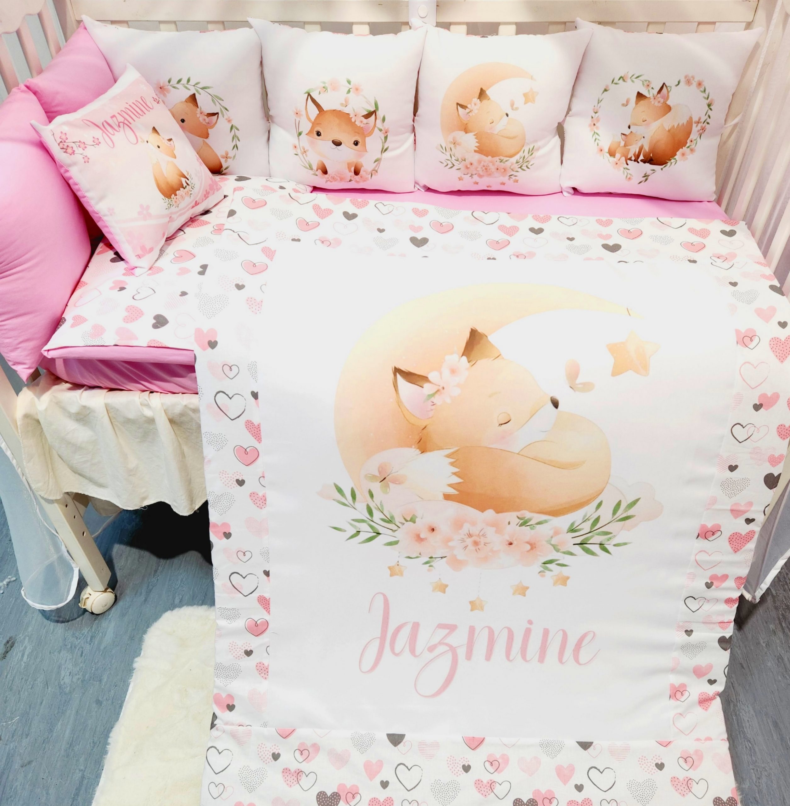 Conjunto 8 peças «Rapozinha rosa»