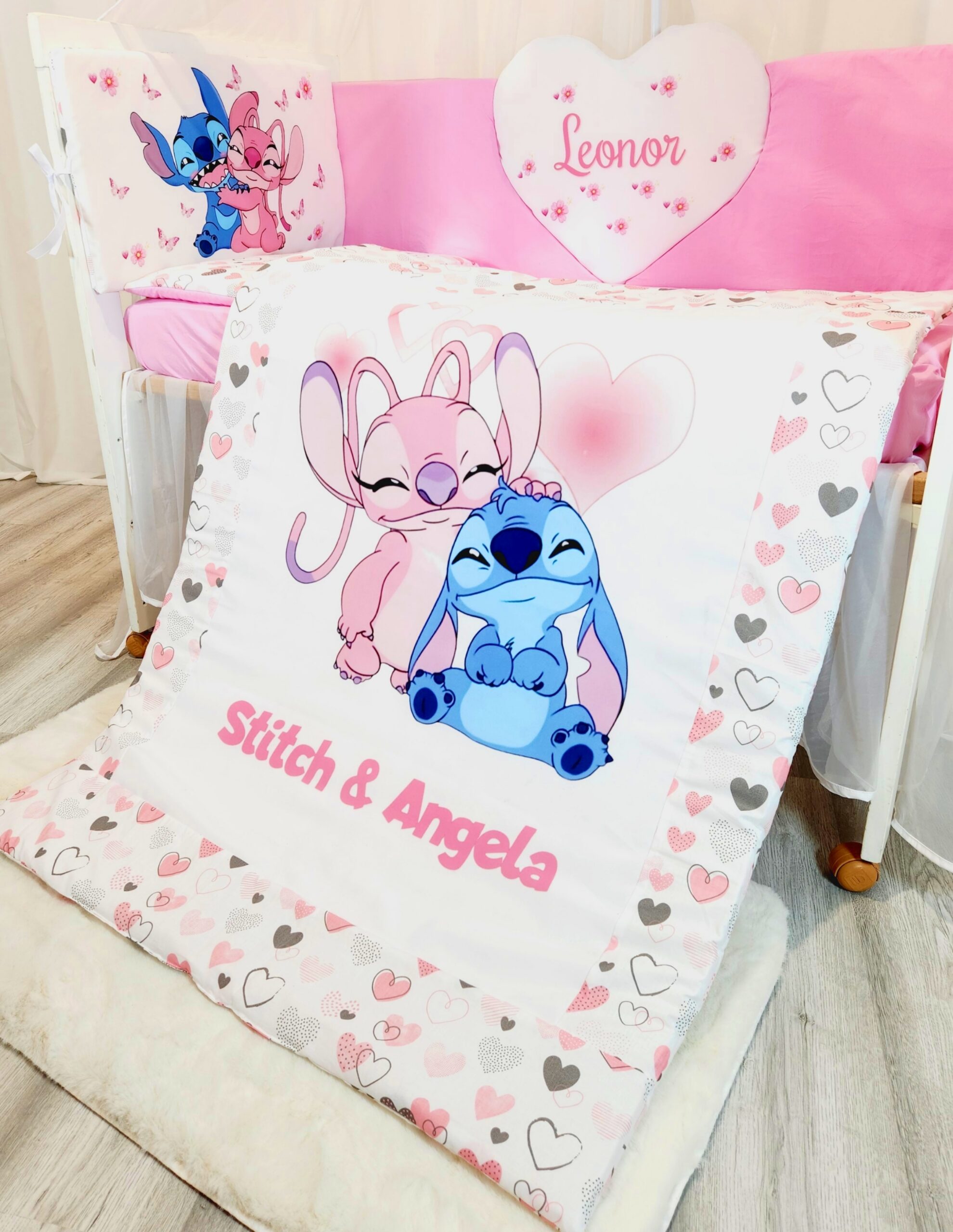 Conjunto Conforto «Angel e Stitch Corações»