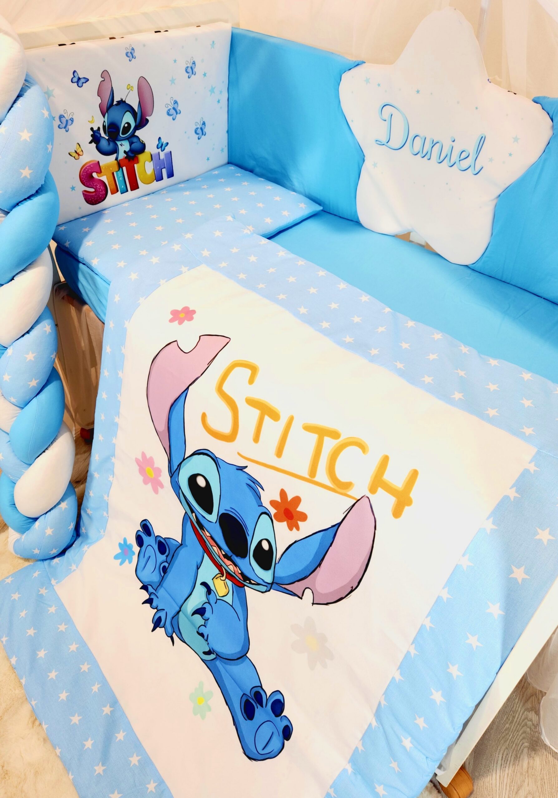 Conjunto Conforto «Stitch azul estrelas brancas»