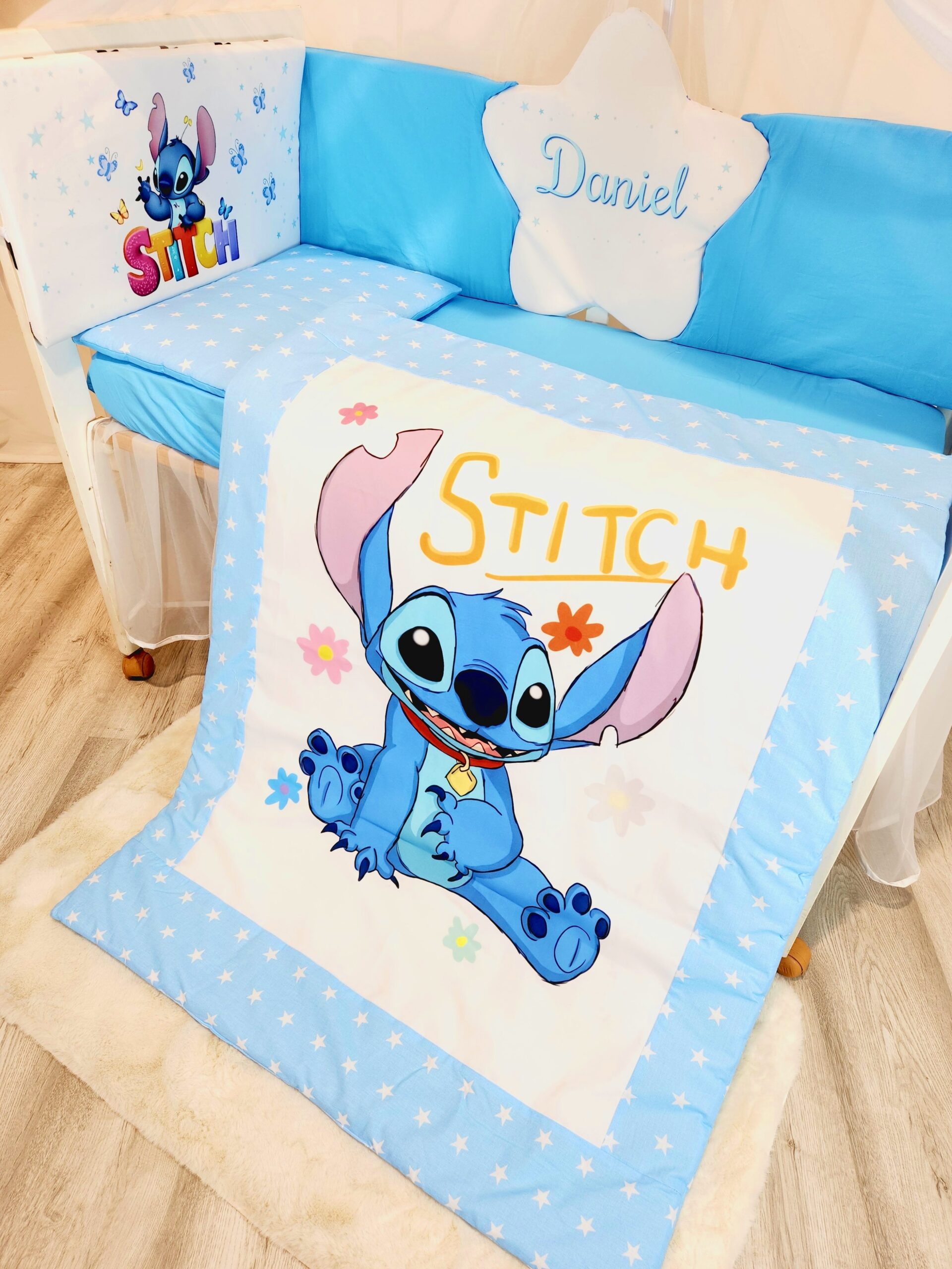 Conjunto Conforto «Stitch azul estrelas brancas»