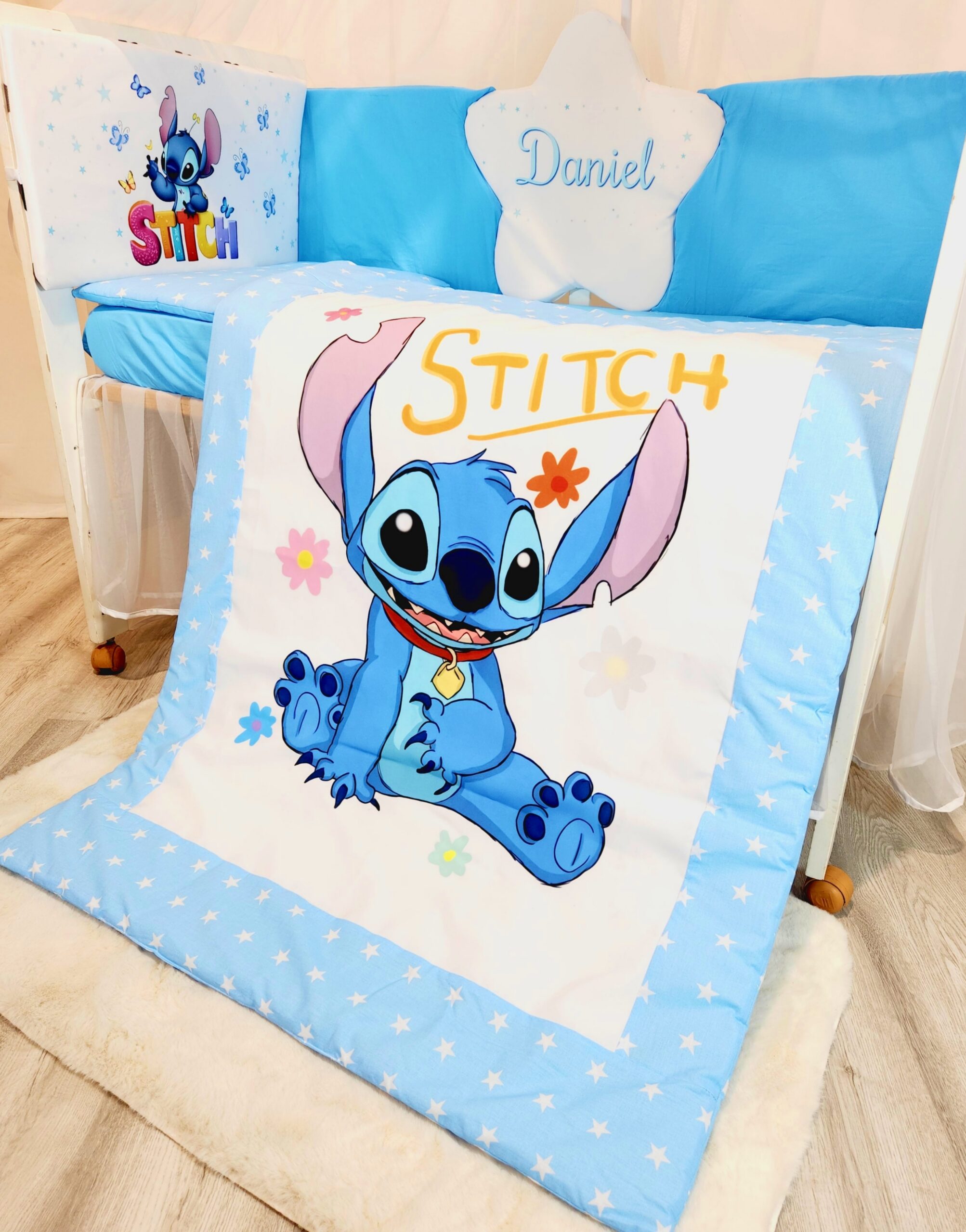 Conjunto Conforto «Stitch azul estrelas brancas»