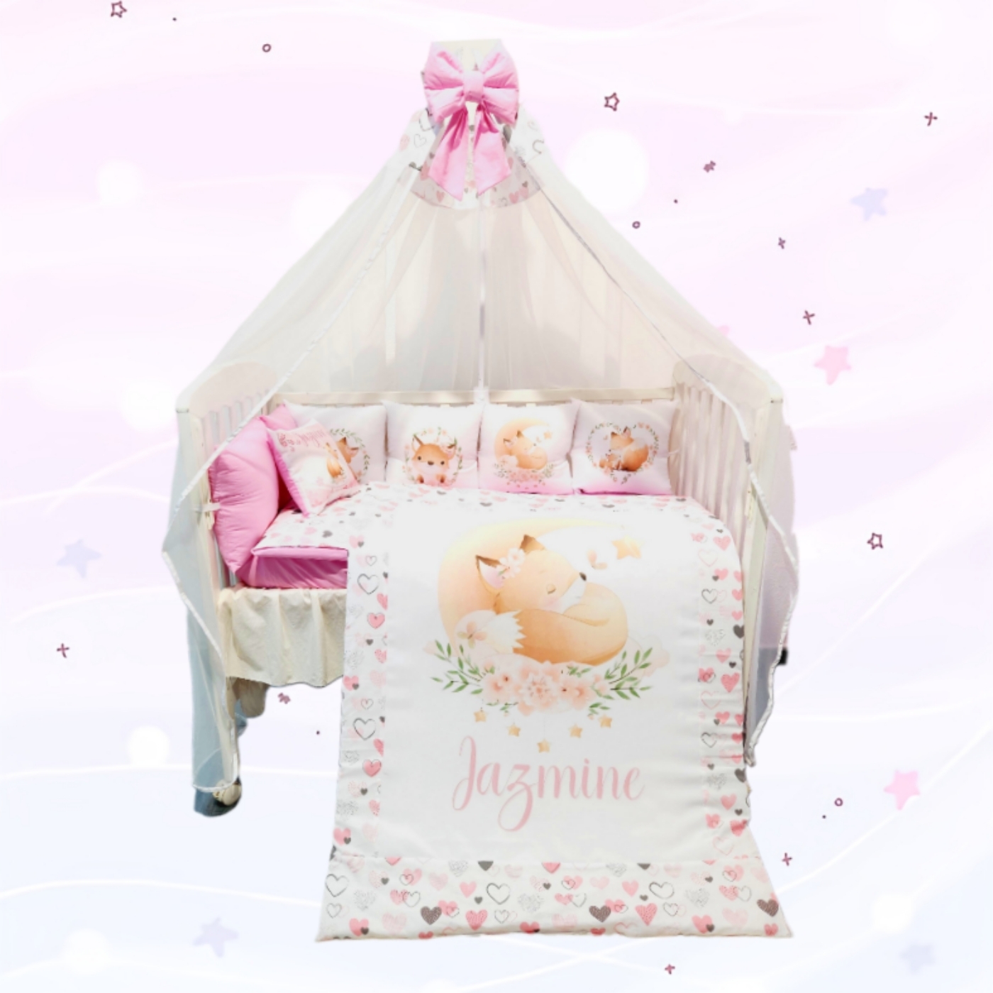 Conjunto 8 peças «Rapozinha rosa»