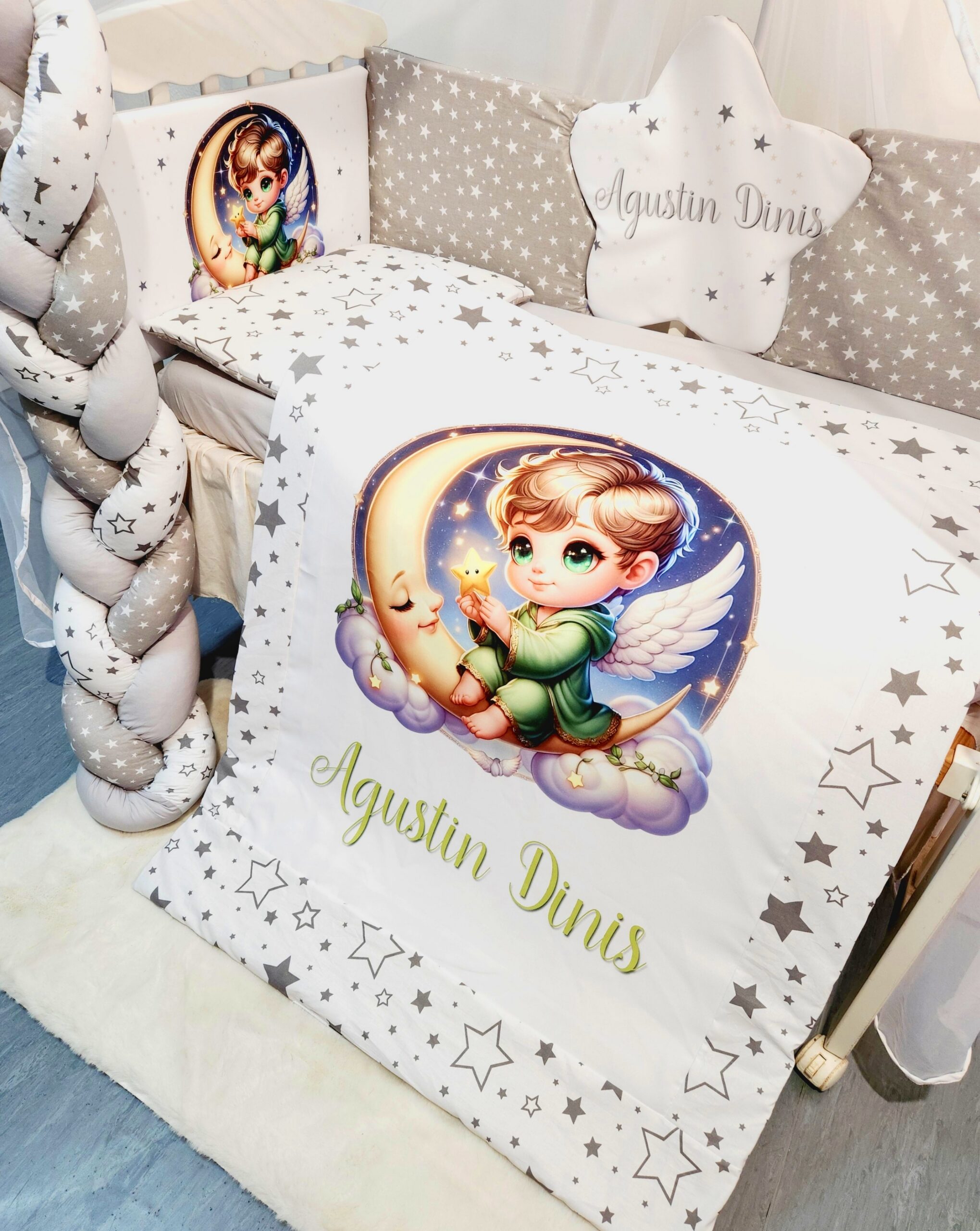 Conjunto Conforto «Anjo estrelas cinzentas»