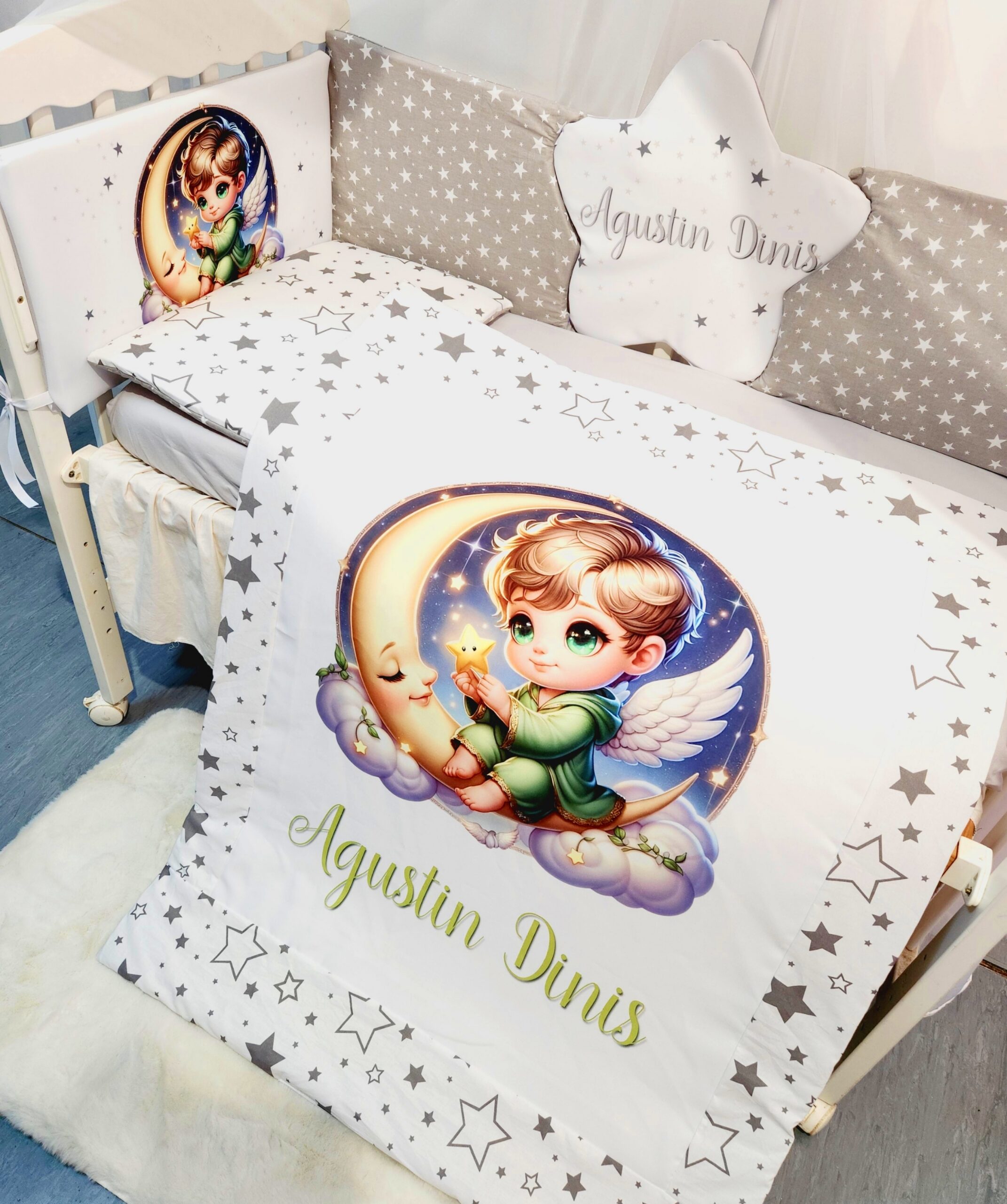 Conjunto Conforto «Anjo estrelas cinzentas»