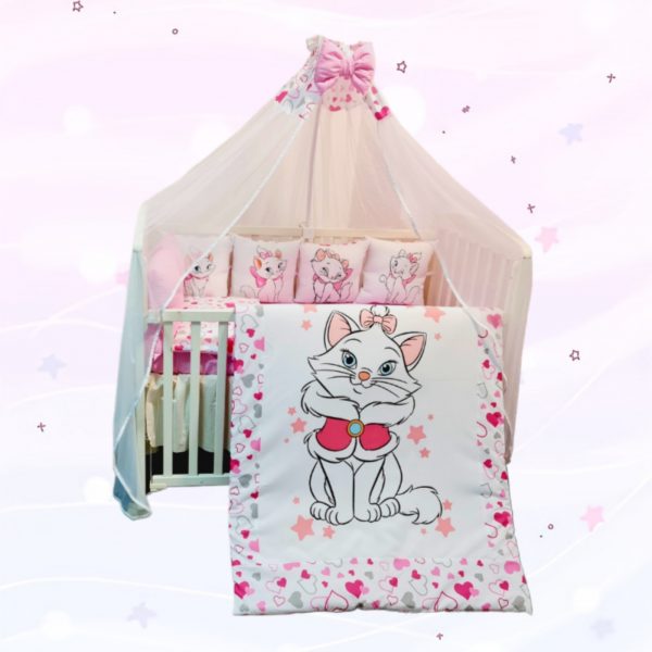 Conjunto 8 peças «Gata Marie Corações rosas»