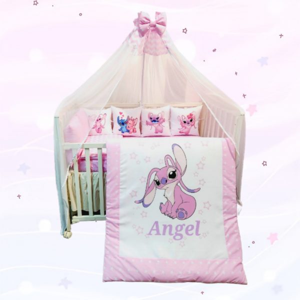 Conjunto 8 peças «Angel estrelas rosas»