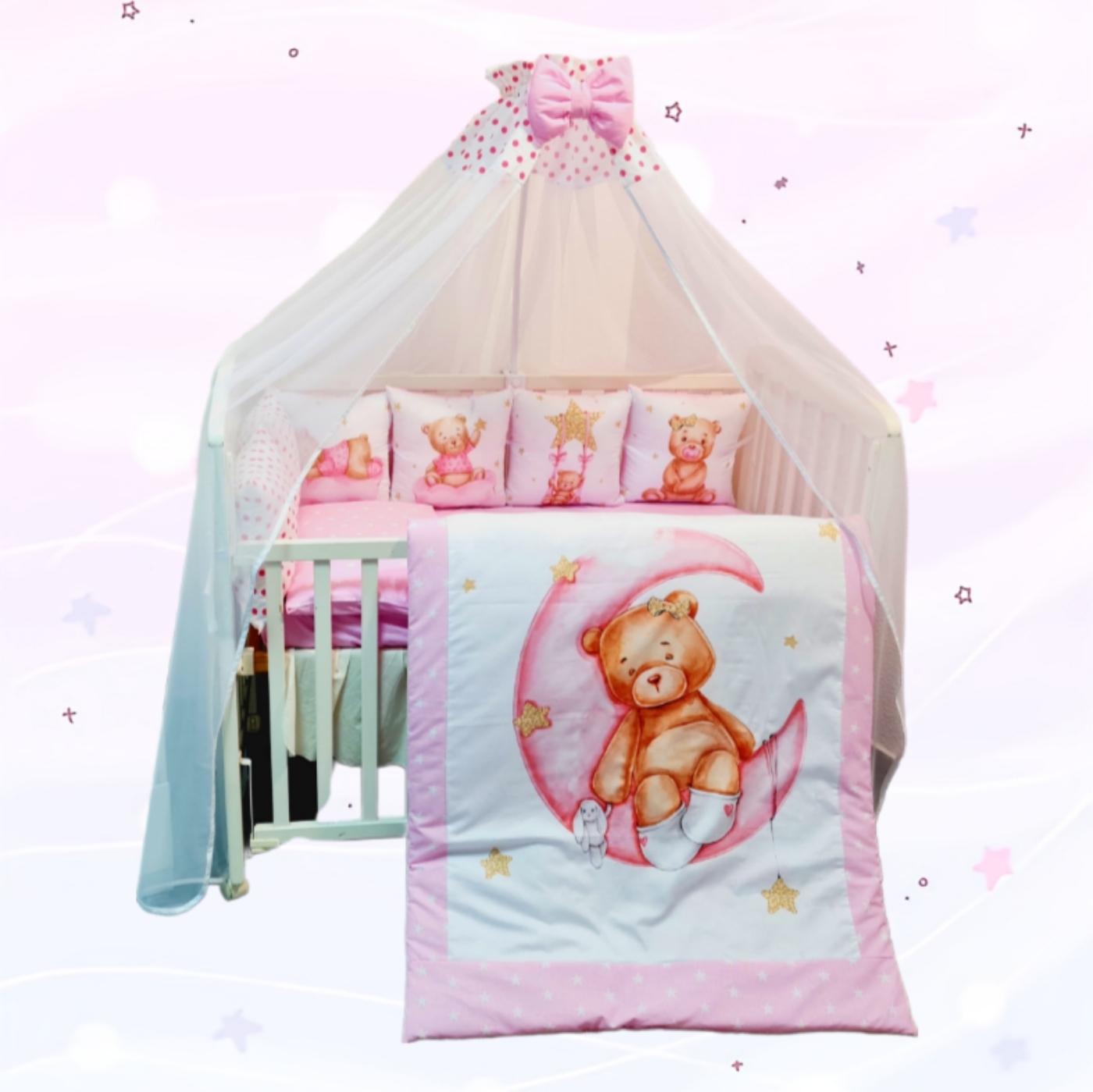 Conjunto 8 peças «Ursinha dorme na lua»