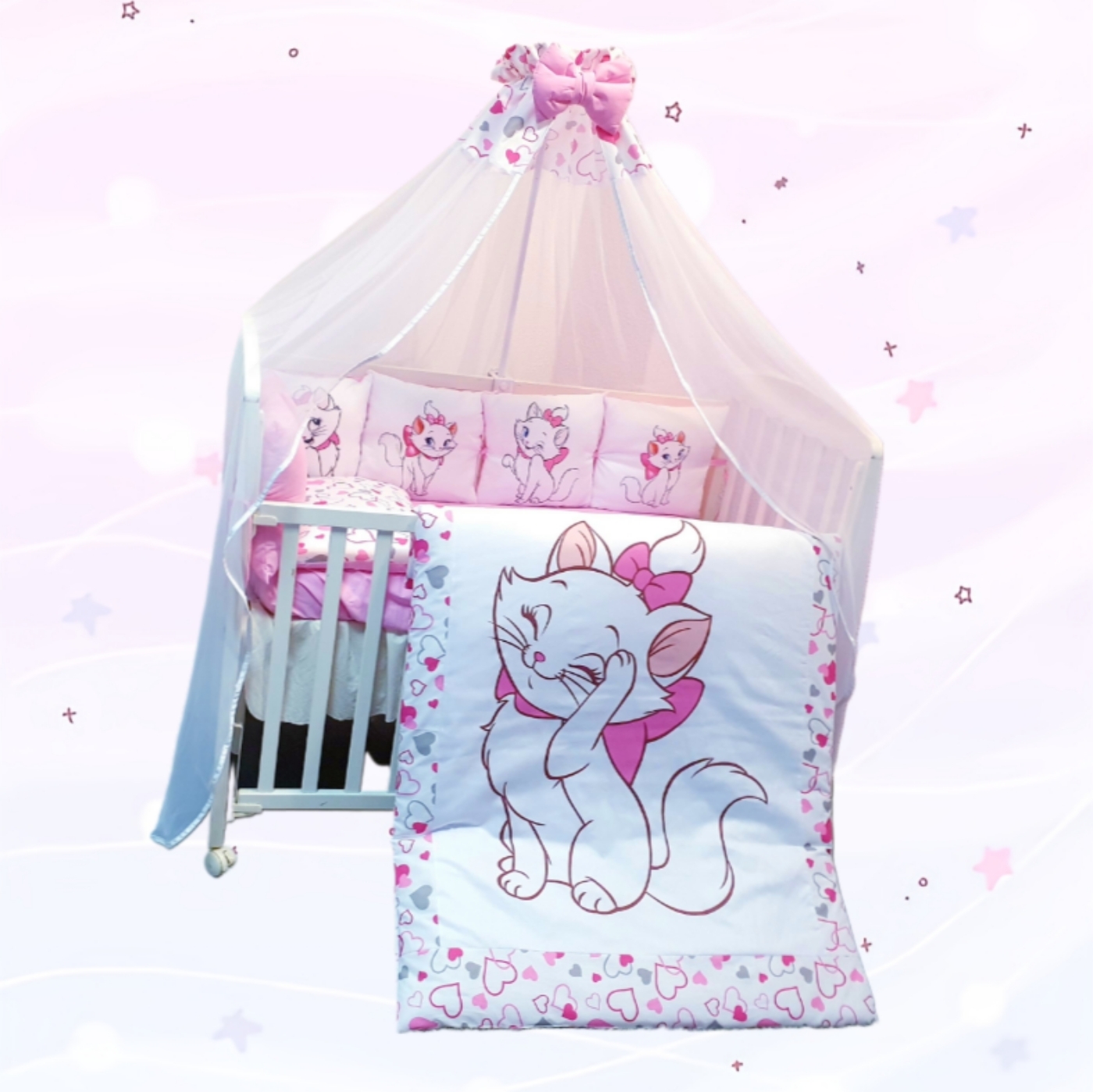 002 Conjunto 8 peças «Gata Marie com Corações»