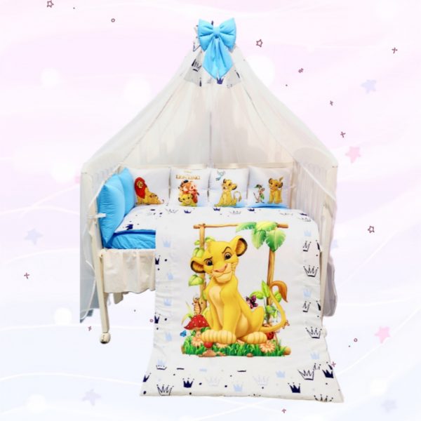 Conjunto 8 peças «Rei Leão com coroas azuis»