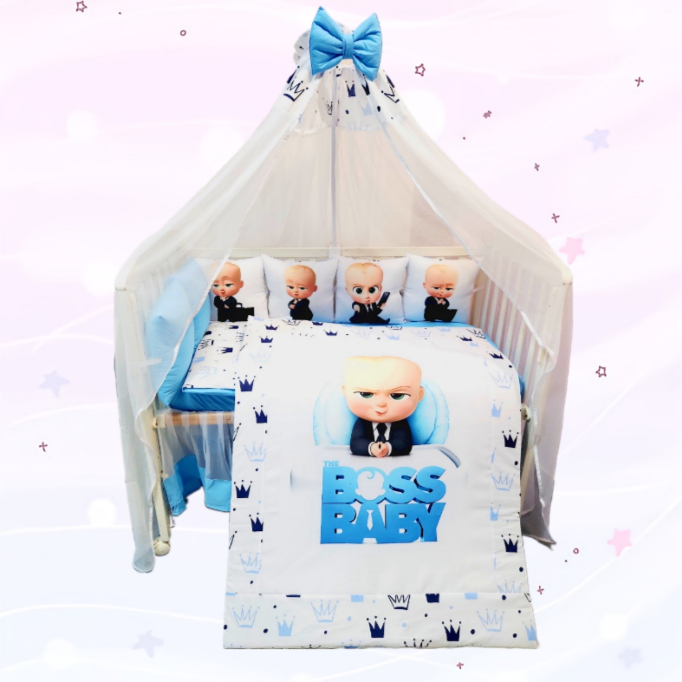 Conjunto 8 peças «Baby Boss Coroas azuis»