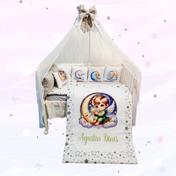 Conjunto 8 peças ´«Anjos com estrelas cinzentas»