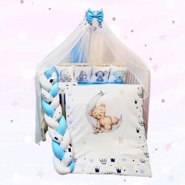 Conjunto 8 peças «Ursinho com Coroas azuis»