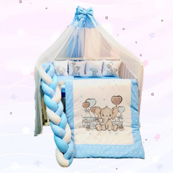 Conjunto 8 peças «Elefante estrelas azuis»