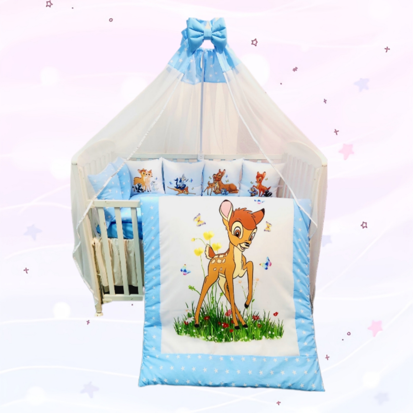 Conjunto 8 peças «Bambi estrelas azuis»