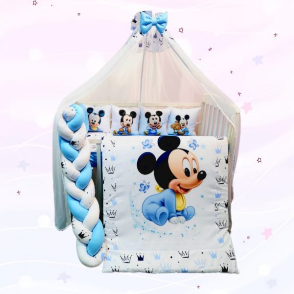 Conjunto 8 peças «Mickey coroas azuis»