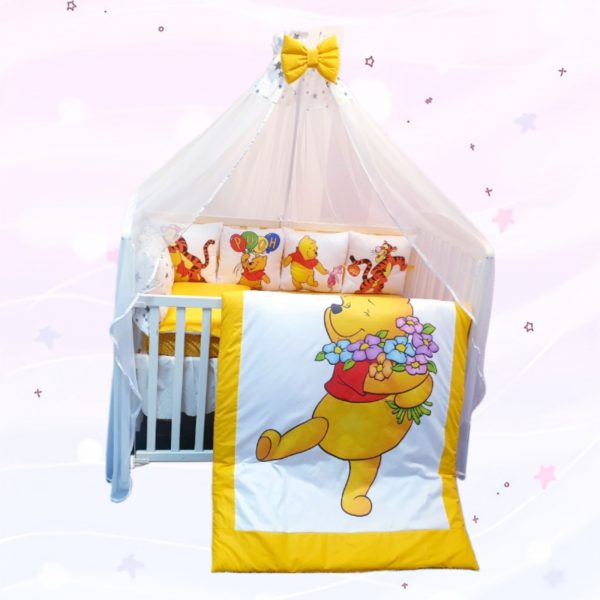 Conjunto 8 peças «Winnie amarelo com flores»