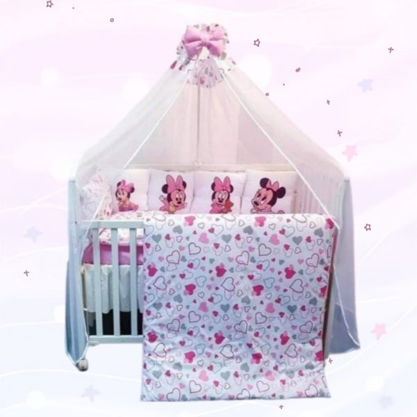 Conjunto 8 peças «Minnie Corações rosas»