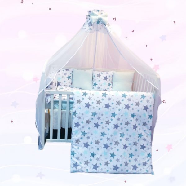 Conjunto 8 peças «Verde agua com estrelas»