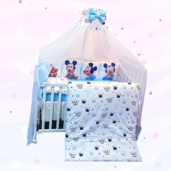 Conjunto 8 peças «Azul coroas com Mickey»