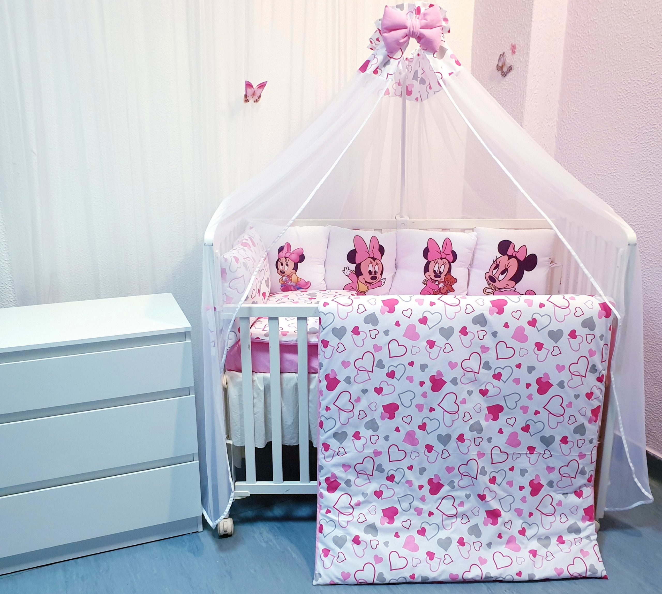 Conjunto 8 peças «Minnie Corações rosas»