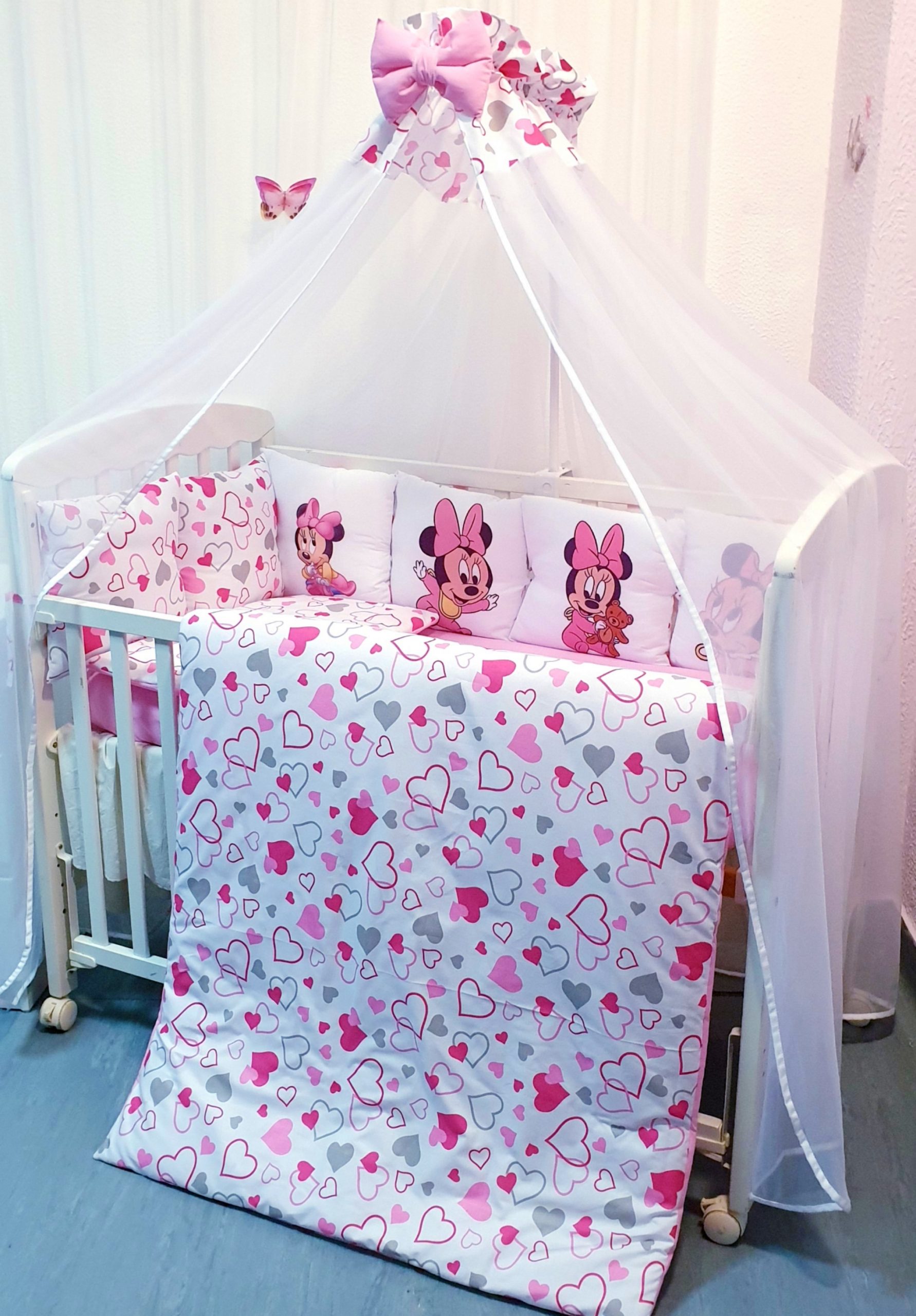 Conjunto 8 peças «Minnie Corações rosas»