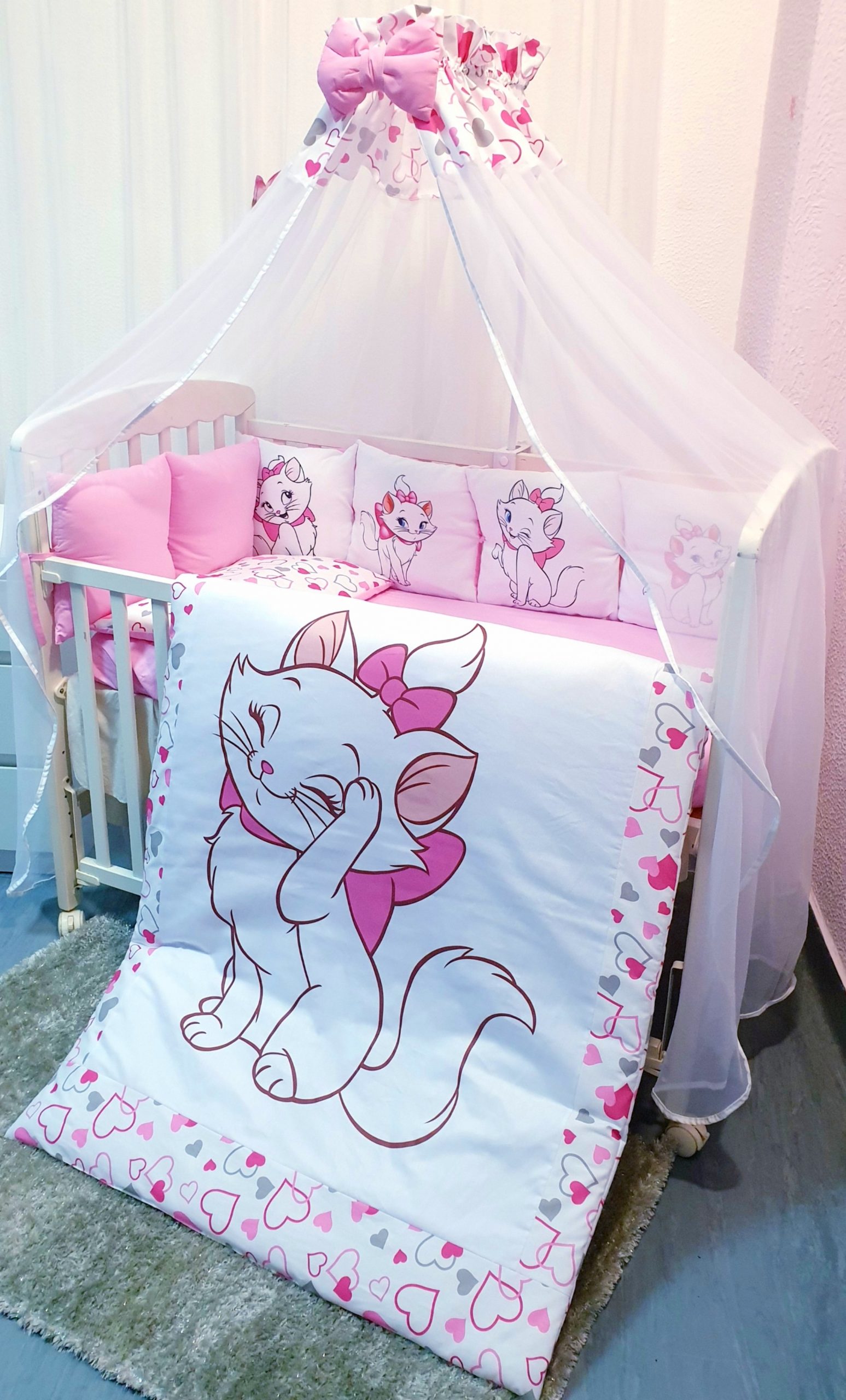 002 Conjunto 8 peças «Gata Marie com Corações»