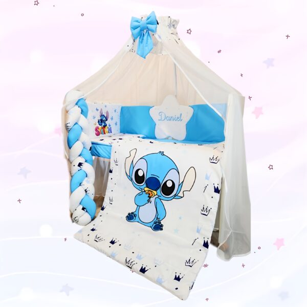 Conjunto Conforto «Stitch azul coroas»