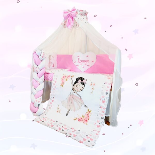 Conjunto Conforto «Bailarina Corações cinzentos e rosas»