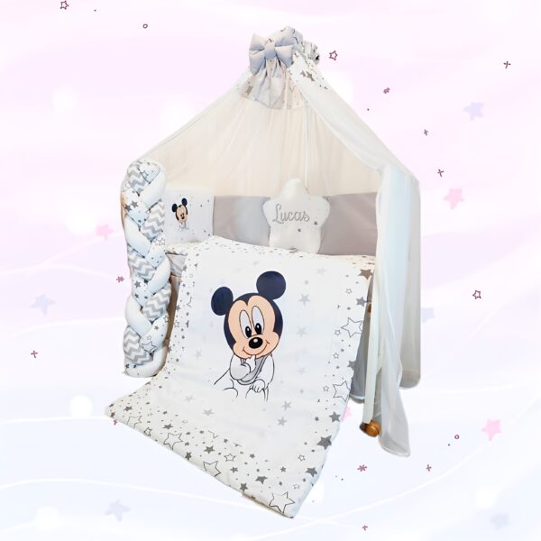 Conjunto Conforto «Mickey estrelas cinzentas»