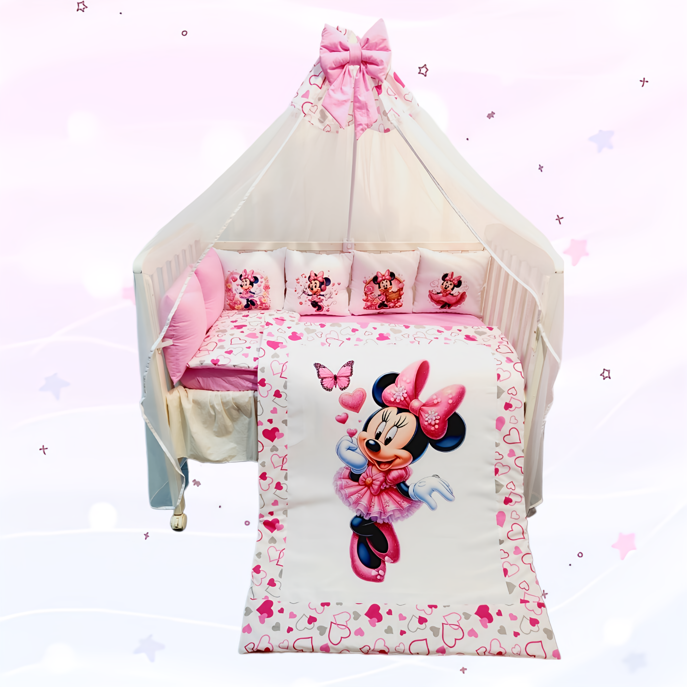 Conjunto 8 peças «Minnie borboletas e corações»