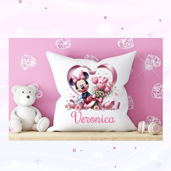Almofada Minnie com flores Personalizada com nome