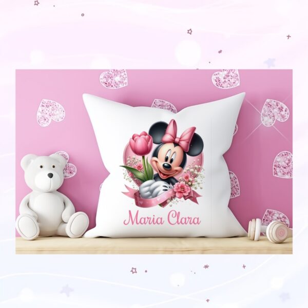 Almofada Minnie com flor Personalizada com nome